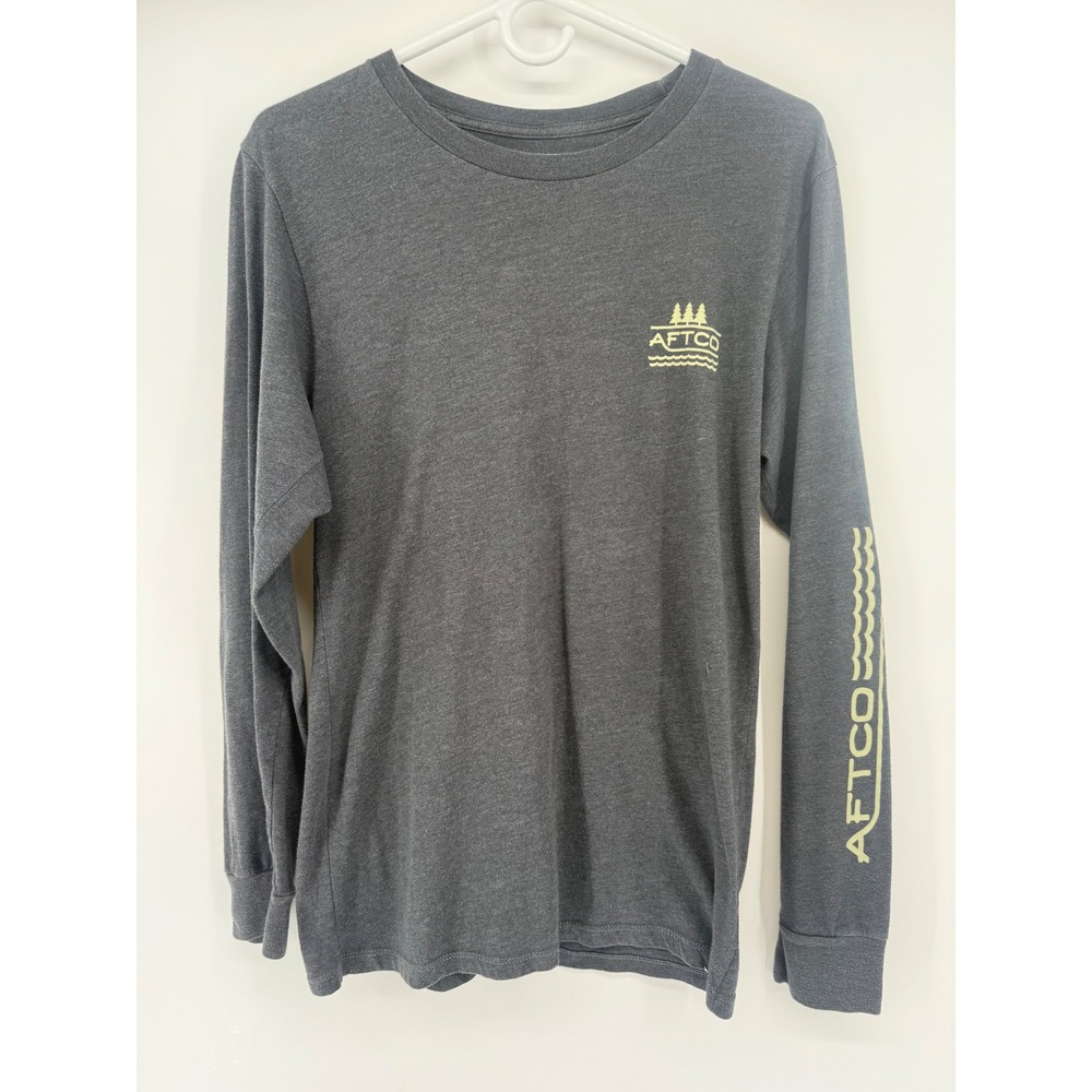 AFTCO Fishing Long Sleeve T Shirt Mens Gray Graphic Tee‎ Outdoors Size Small